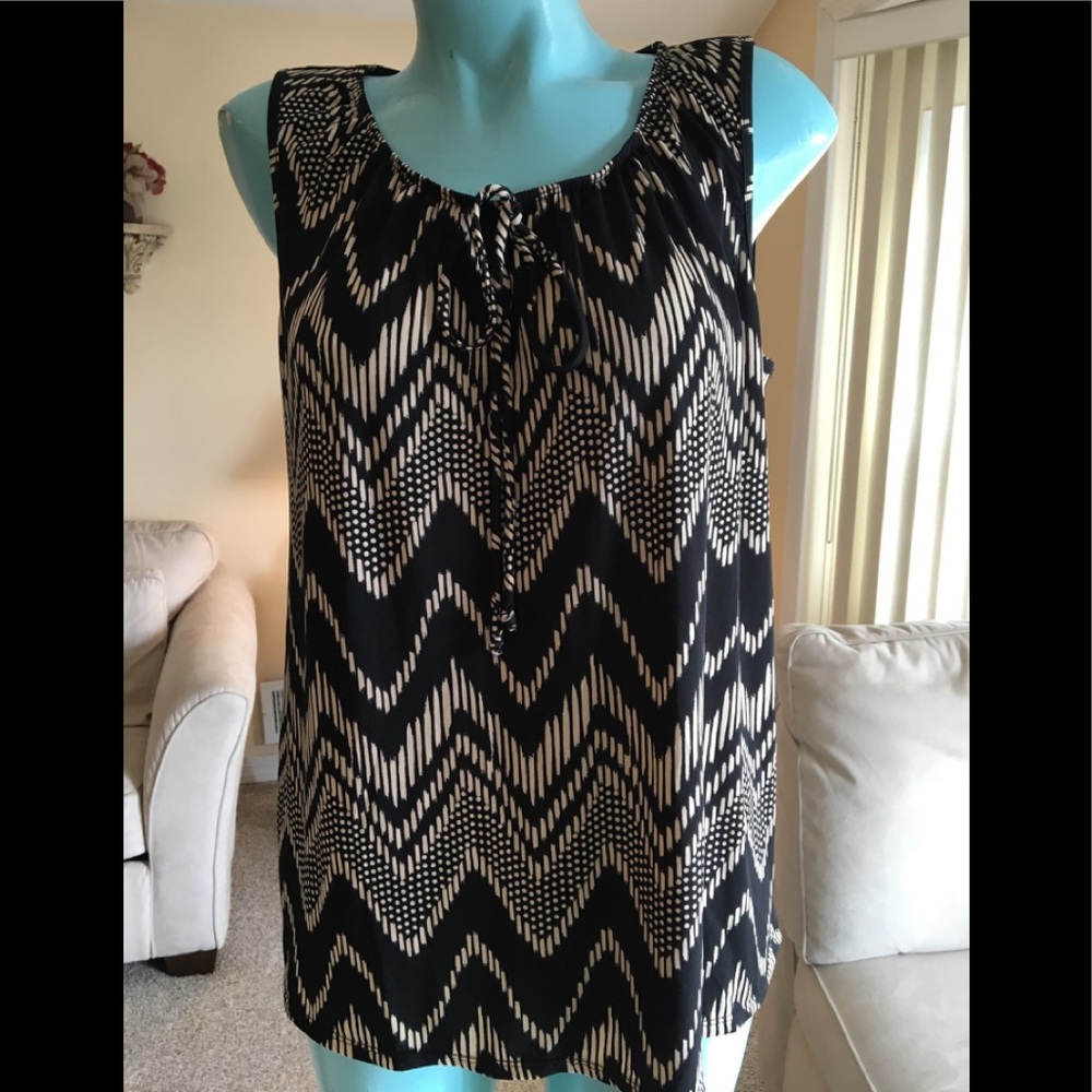 Dressy tribal print top , with faux tie front
